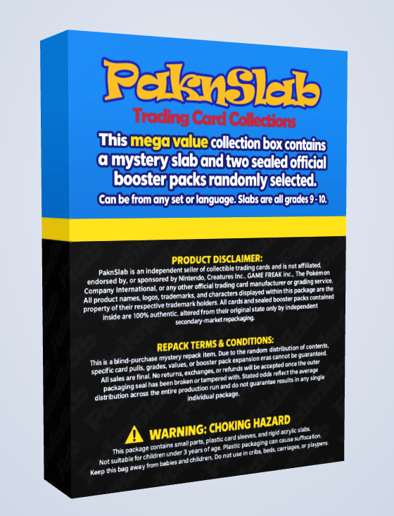 PaknSlab mystery slab box — back view with disclaimer
